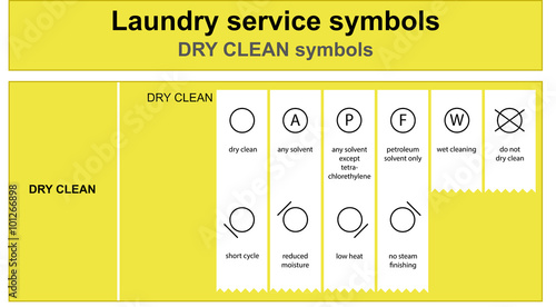 Guide to laundry service symbols. Laundry service dry clean icon set