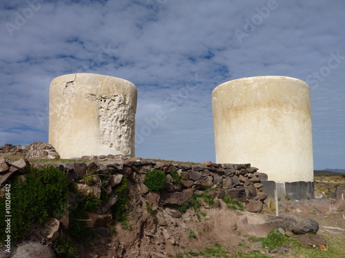 pre-incan burrial site sillustani with chulpas photo