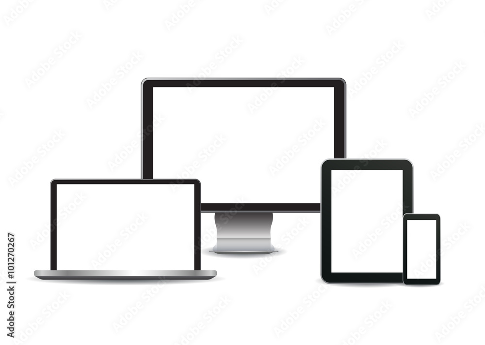 Set of devices, mobile phone, tablet, laptop. Vector Set of devices, mobile phone, tablet, laptop. Vector