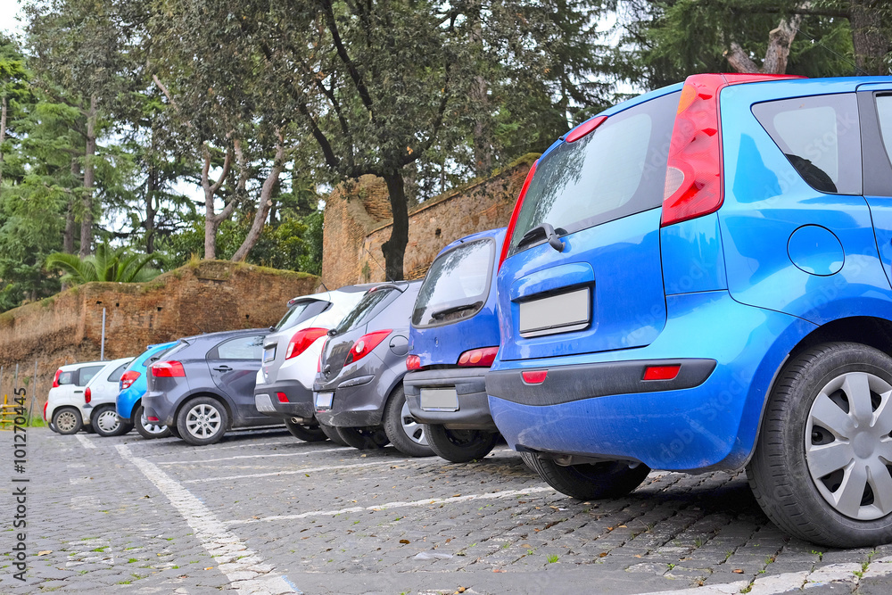 Roma, Italy, January, 16: car parking in Roma, Italy