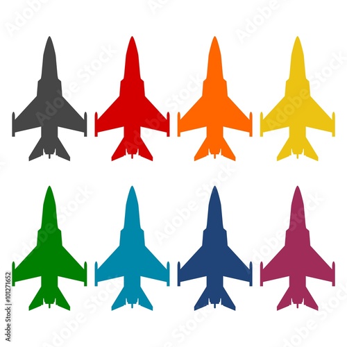 Fighter plane icons set