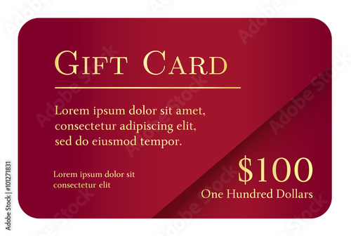 Luxury simple gift card in red color with golden text
