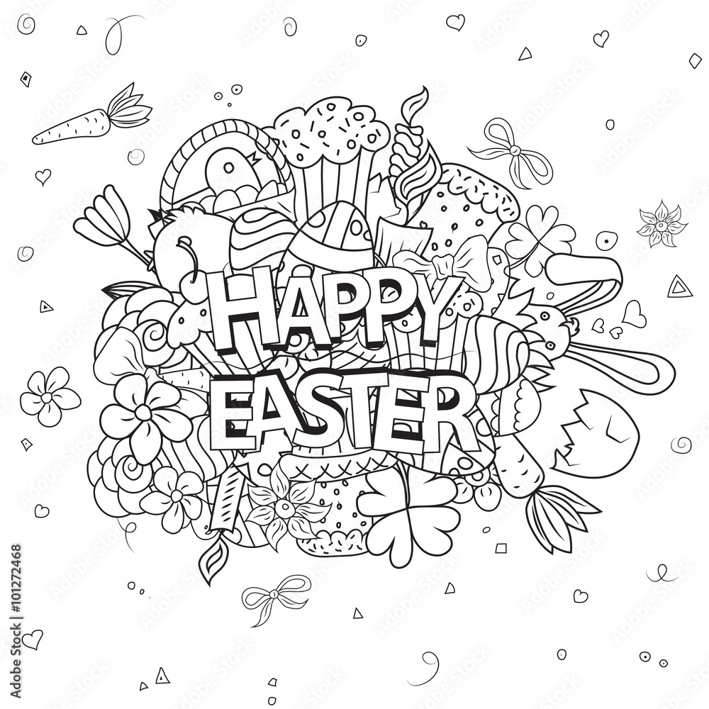 Easter hand drawn vector symbols and objects