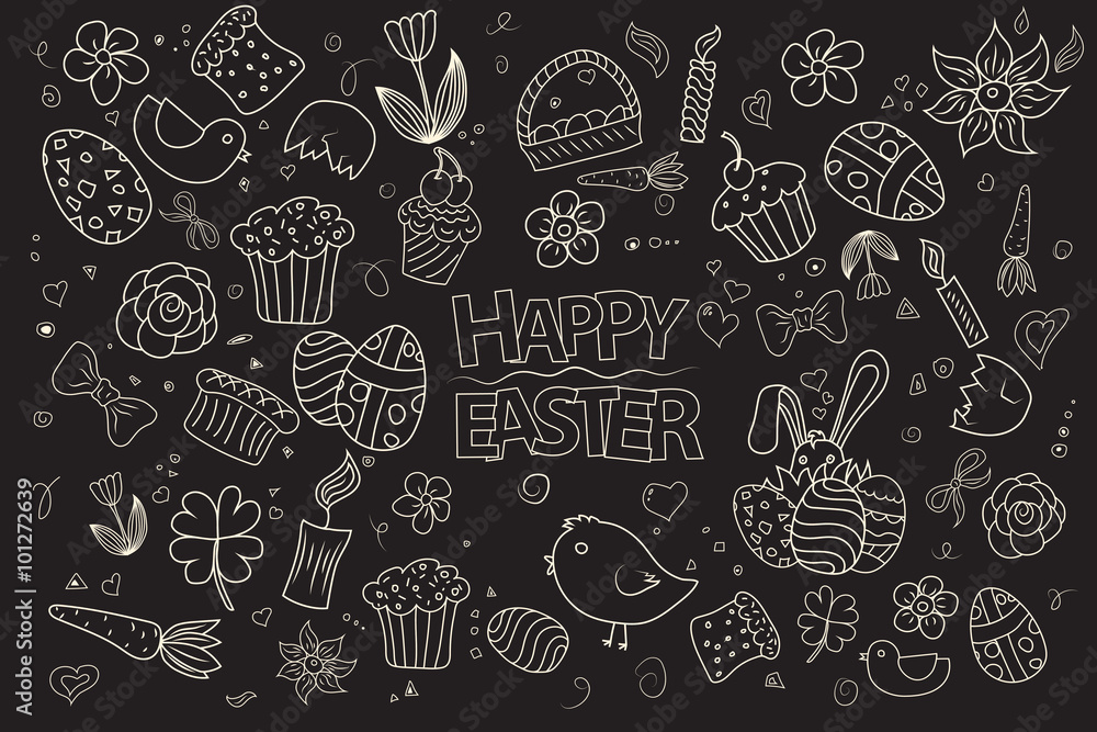 Easter hand drawn vector symbols and objects Easter hand drawn vector symbols and objects