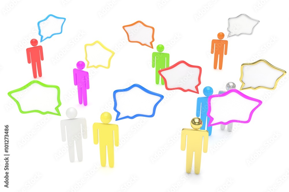 people with talk bubbles isolated over a white background people with talk bubbles isolated over a white background