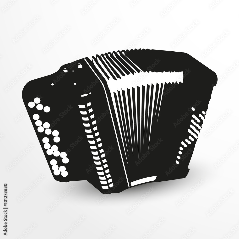 Accordion. Vector illustration. Black and white view. Accordion. Vector illustration. Black and white view.
