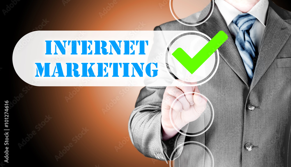 business man pressing checkbox internet marketing business man pressing checkbox internet marketing