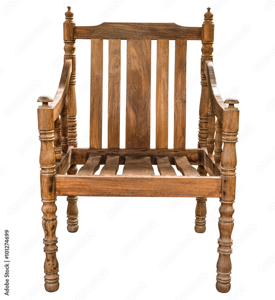 Fototapeta premium old and vintage style wooden armchair isolated on white backgrou