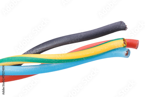 closeup of a electric cable on a white background