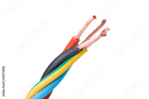 closeup of a electric cable on a white background