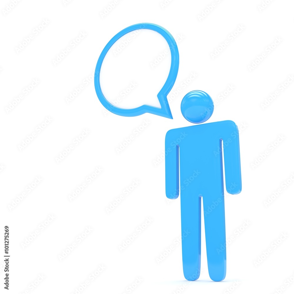 3d man with talk bubbles isolated over a white background 3d man with talk bubbles isolated over a white background
