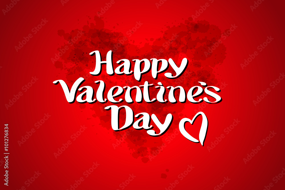 Red bload heart Valentines day card with sign on red background Red bload heart Valentines day card with sign on red background