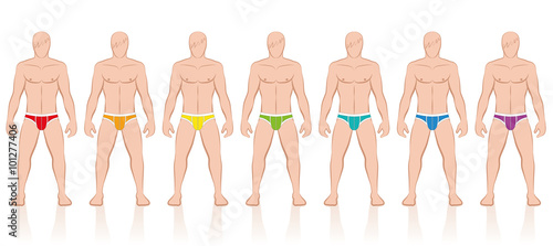 Briefs - collection of colored mens underpants - Isolated vector illustration on white background.