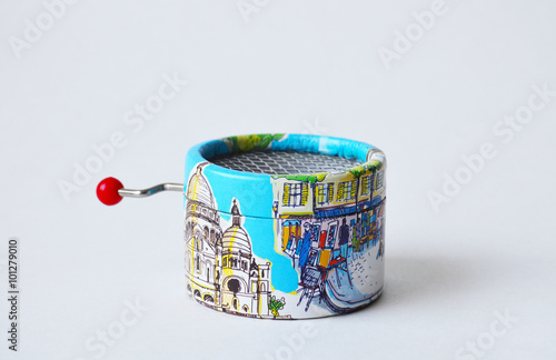 Bild auf Leinwand Souvenir toy musical-box with views of Paris on its sides