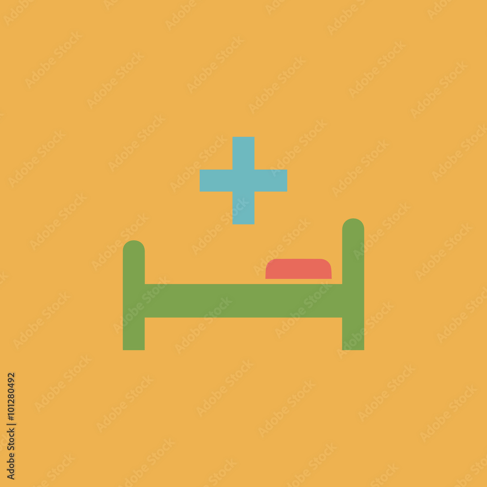 Hospital bed and cross, vector icon Hospital bed and cross, vector icon