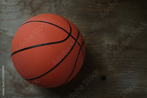 Basketball on old wood table