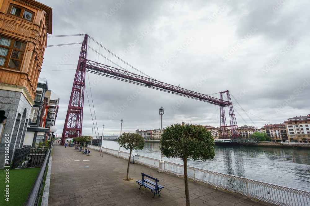 Wide angle view of the Bizkaia suspension bridge Wide angle view of the Bizkaia suspension bridge