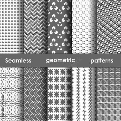 Set of 6 monochrome seamless patterns