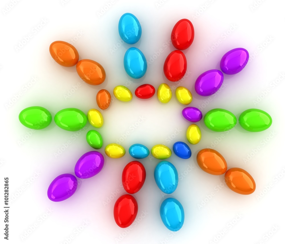 Colored Eggs on a white background