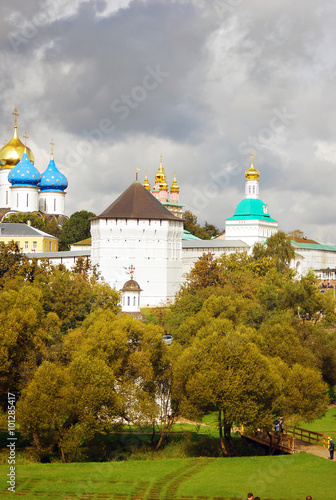 Church Domes in Trinity Sergius Lavra, Russia. UNESCO Heritage