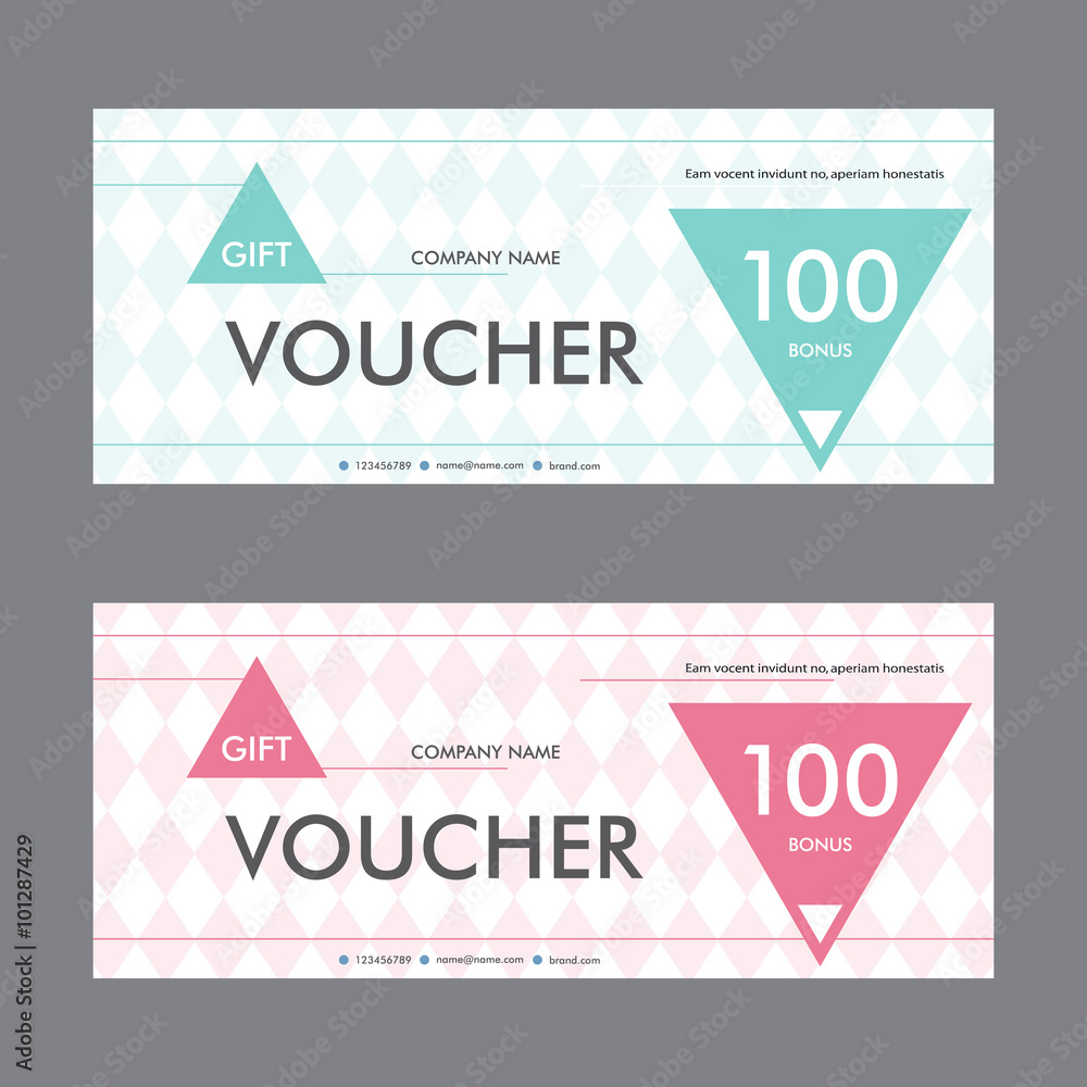 Vector illustration. Template gift voucher with background of treugolnymh elements. Beautiful design certificate