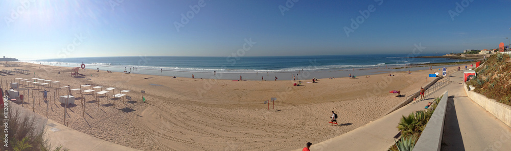 Background panoramic view of the beach in Cascais on the Atlantic coast in Portugal Background panoramic view of the beach in Cascais on the Atlantic coast in Portugal