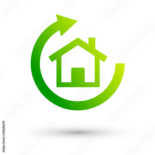 freccia, casa, giro, verde, 360, immobiliare