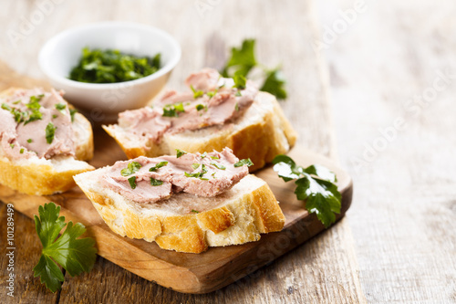 Pate with fresh baguette photo