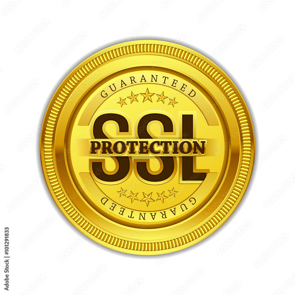 SSL Protected Golden Vector Icon Button SSL Protected Golden Vector Icon Button