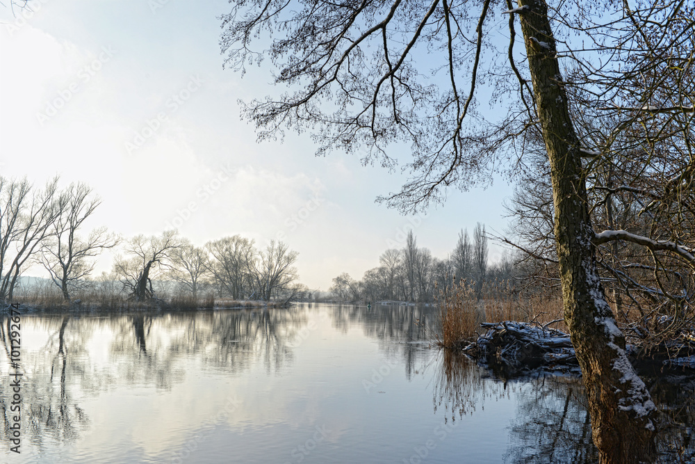 Obraz premium Winter landscape at Havel River.