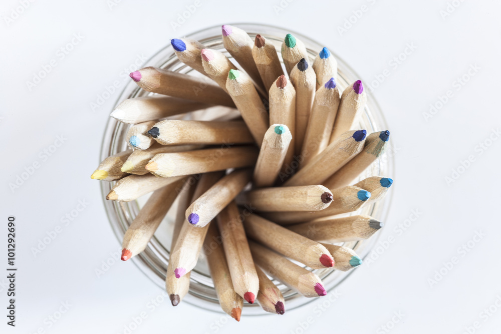 Color pencils on a white background Color pencils on a white background