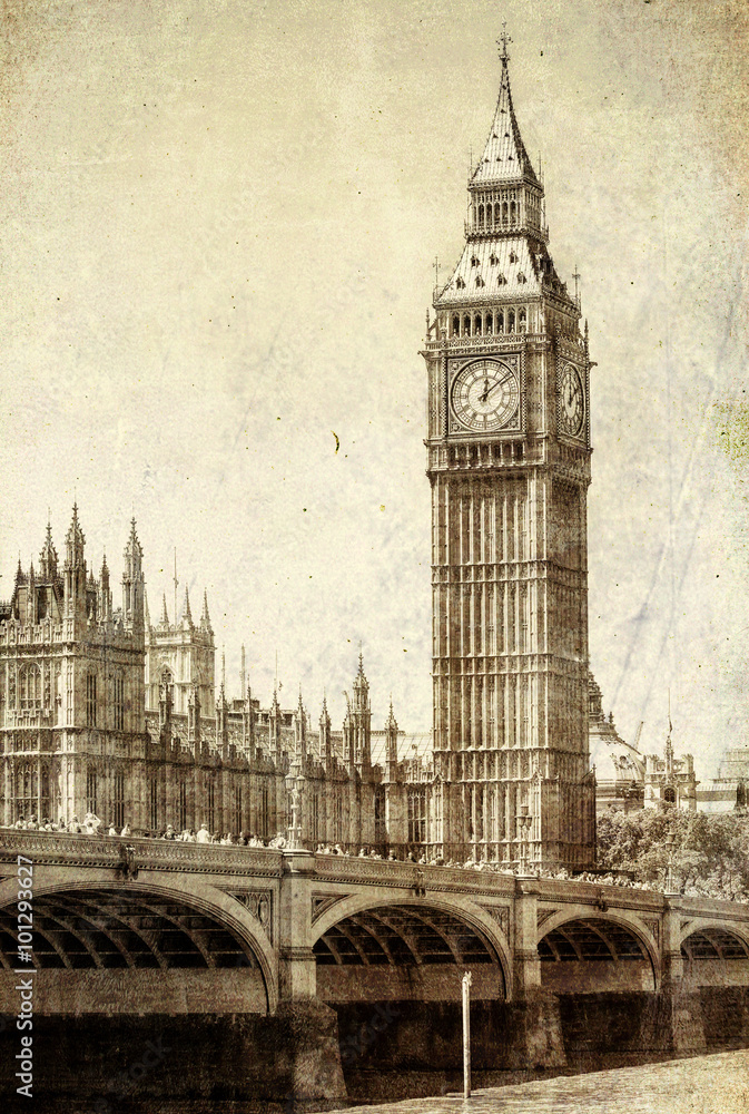 Fototapeta premium Vintage view of Big Ben, London