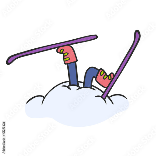 skier in a snowdrift