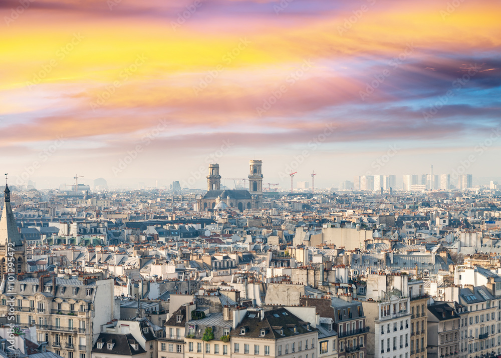 Aerial skyline of Paris, France