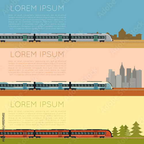 Set of commuter  train banners