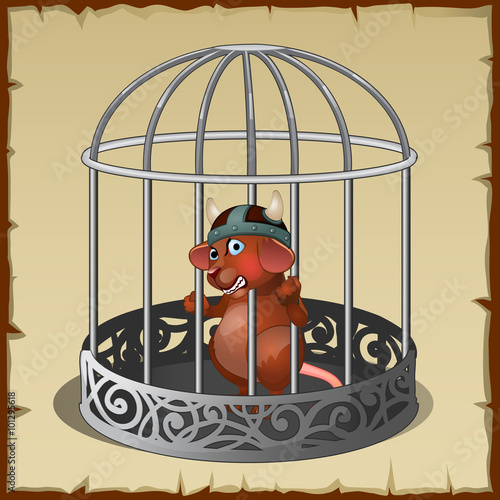 Fabulous wild animal in a steel cage in captivity