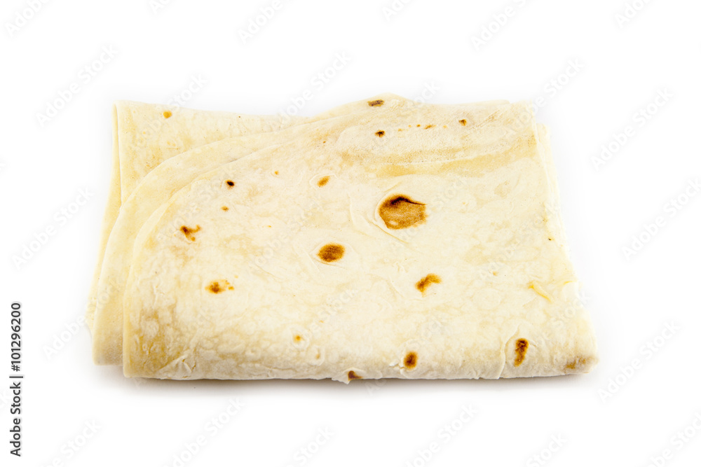 Large thin pita bread, isolated