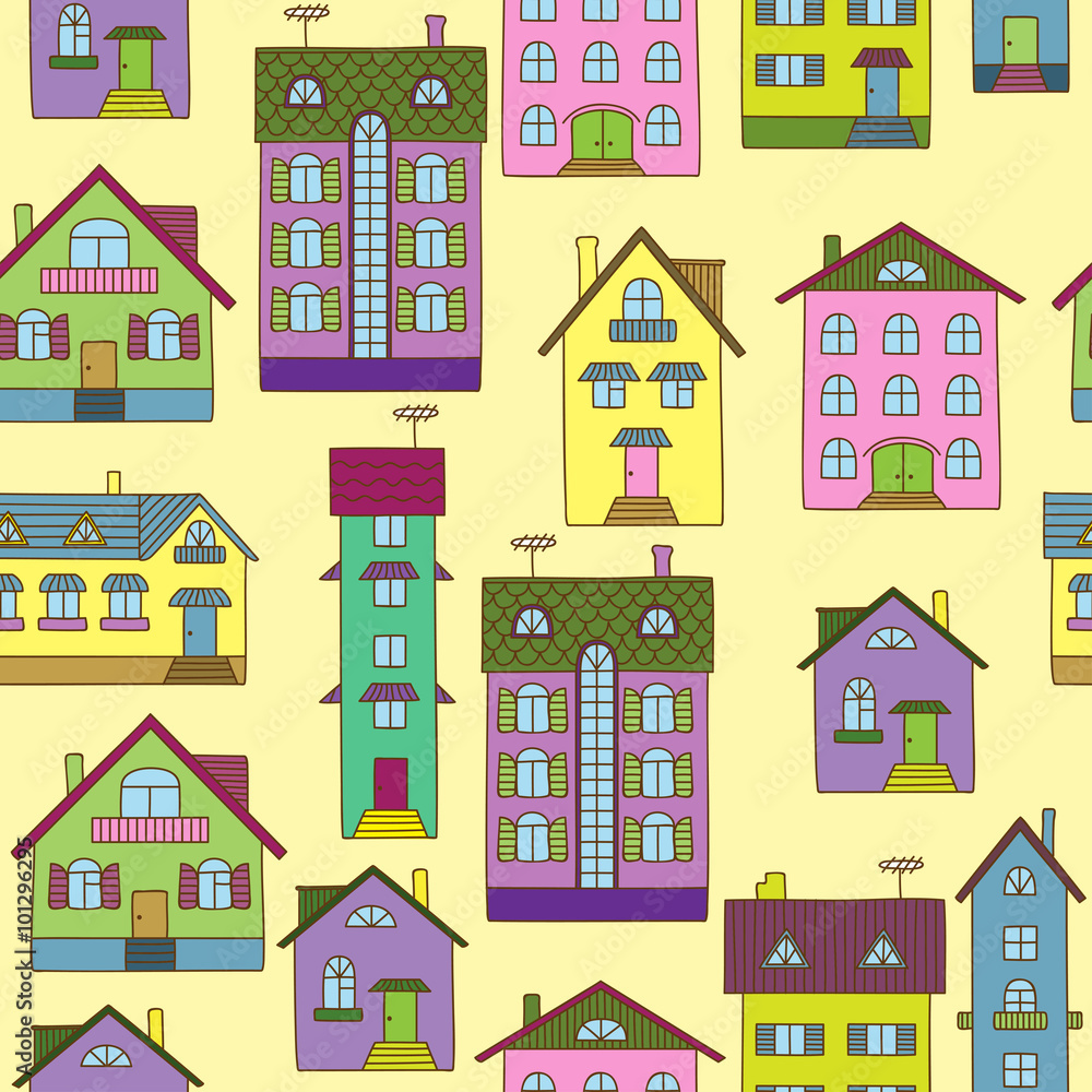 Background with colorful houses Background with colorful houses