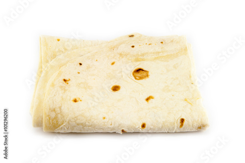 Large thin pita bread, isolated
