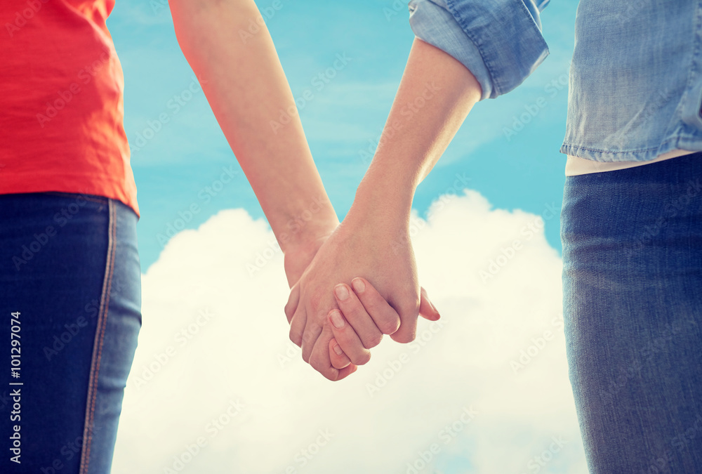 close up of lesbian couple holding hands close up of lesbian couple holding hands