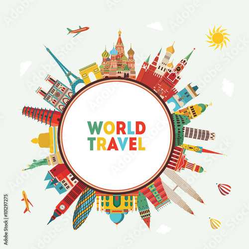 Travel and tourism background. Vector illustration
