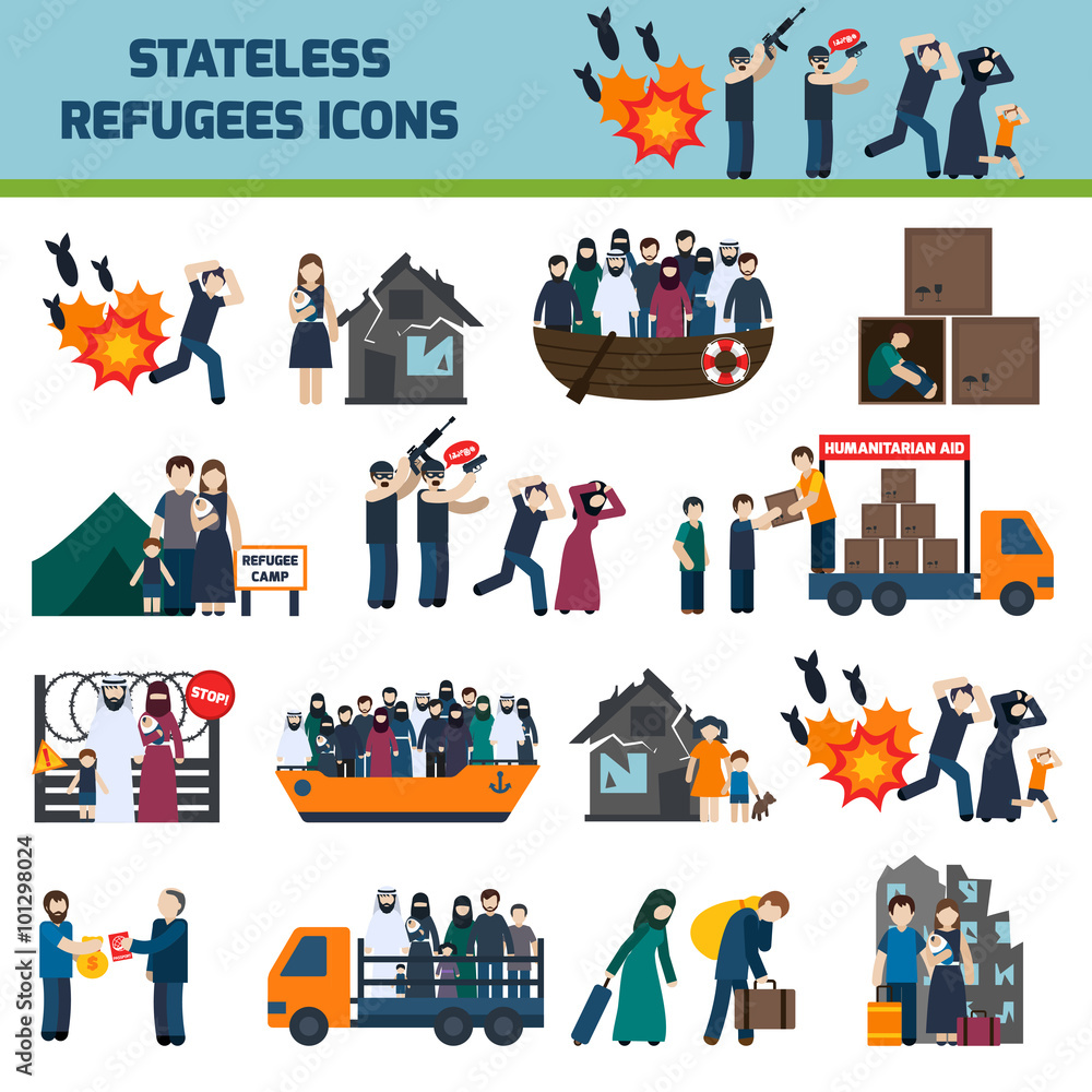 Stateless refugees icons Stateless refugees icons