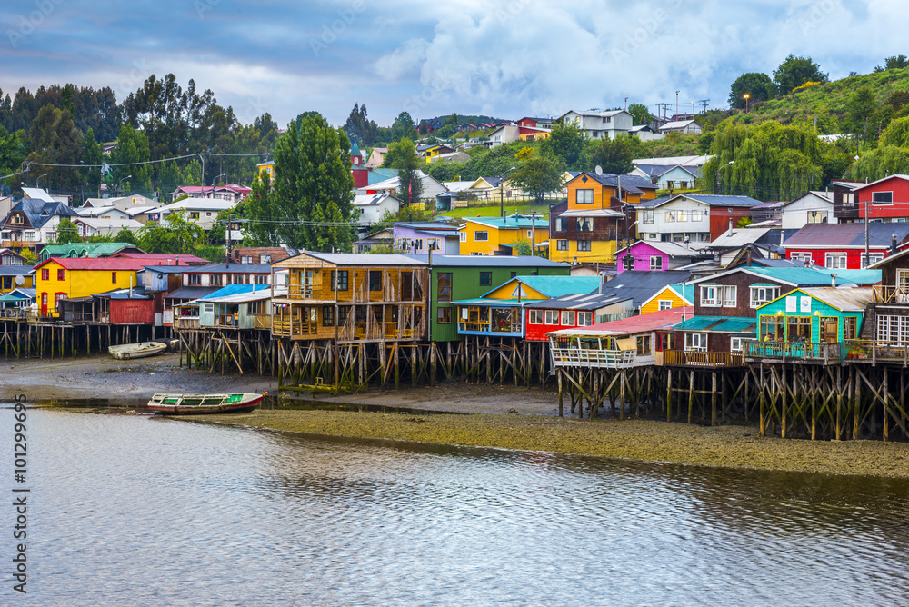 Palafitos (stilt houses) in Castro, Chiloe island (Chile)