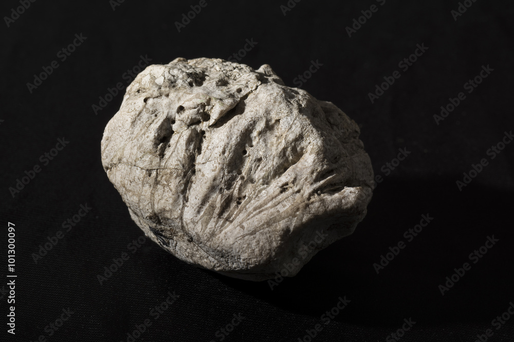 gray stone on a black background with a drawing gray stone on a black background with a drawing