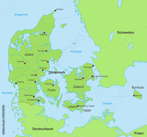 Karte von Dänemark (detailliert)