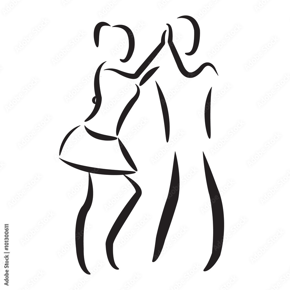 Dancing couple isolated silhouette. Salsa dance. Dancing couple isolated silhouette. Salsa dance.