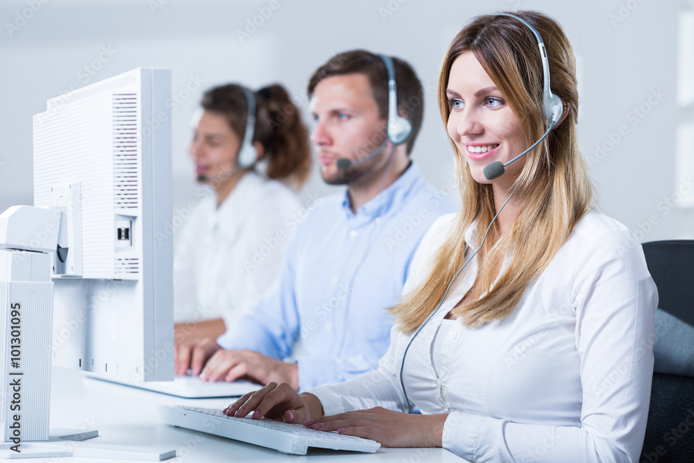 Workers of telemarketing service Workers of telemarketing service
