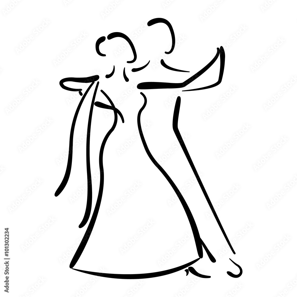 Dancing couple isolated silhouette Dancing couple isolated silhouette