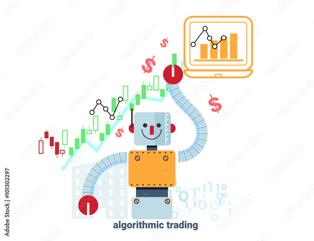 robot and stock market chart vector illustration Stock Vector | Adobe Stock