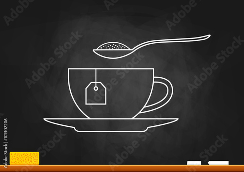 Tea drawing on blackboard